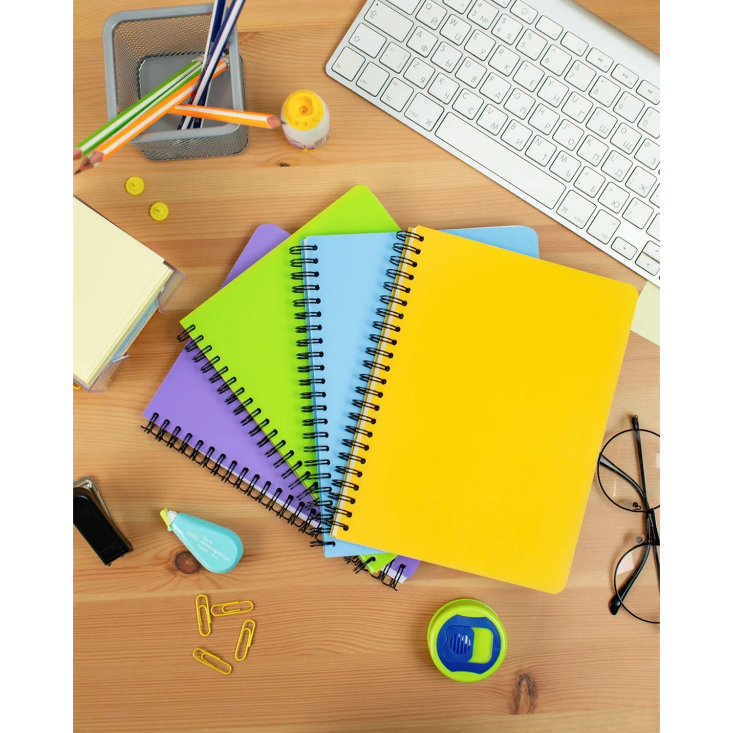 Бизнес-тетрадь А5,96л,кл,спир,пласт,тон.бл. Attache Bright colours Сиренев - фото 10