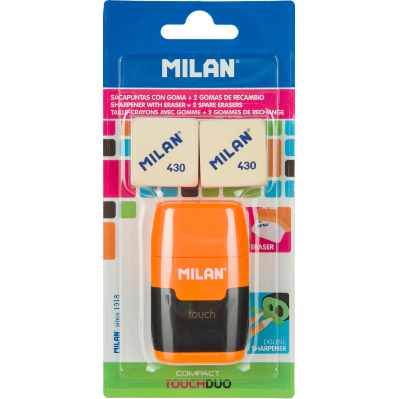 Ластик-точилка Milan TOUCH DUO+2смен.ласт син.кауч лезв.точ из углер стали - фото 15