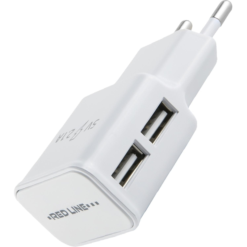 Зарядное устройство сетевое, 2 USB, 2.1А, Red Line NT-2A, бел, УТ000009405 - фото 1