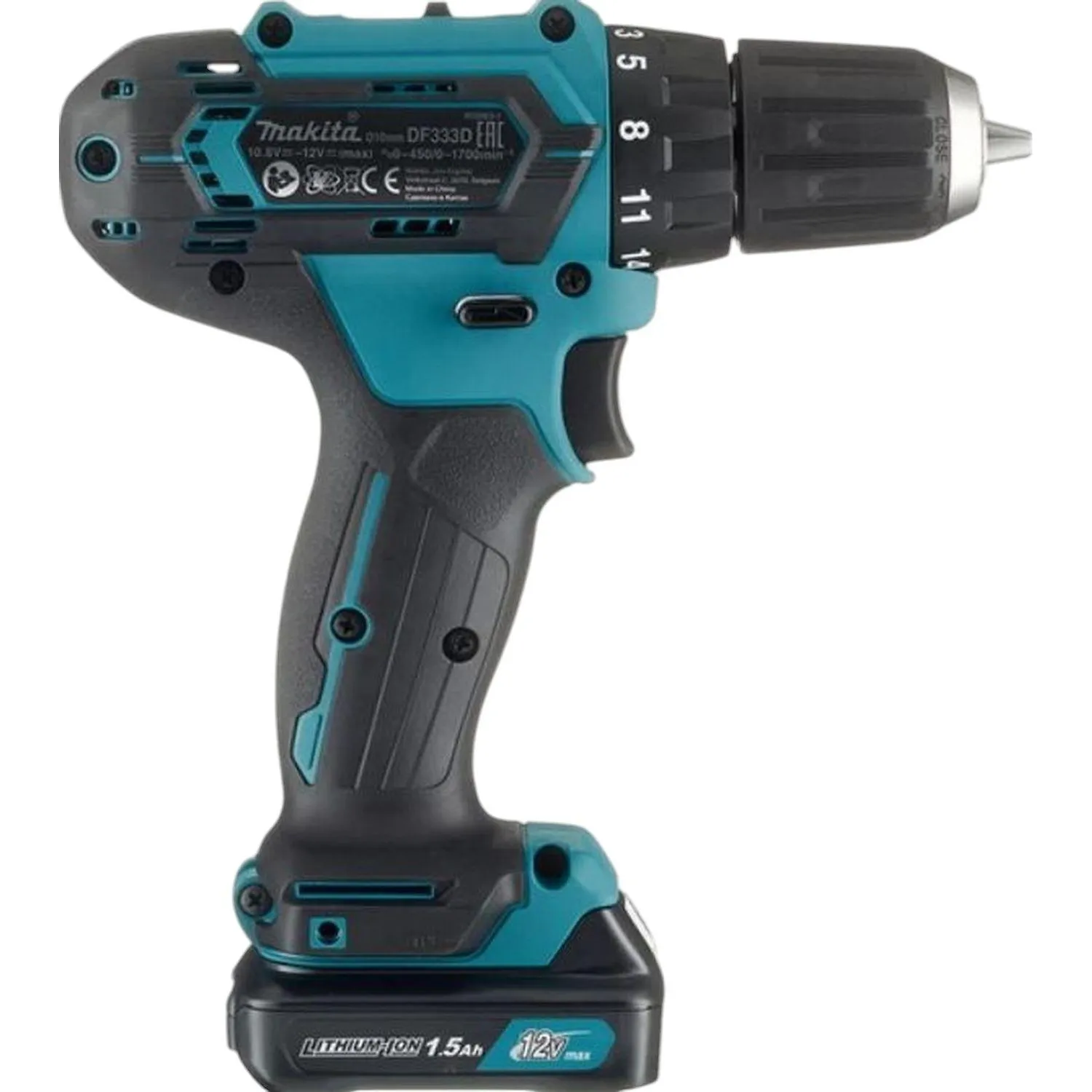 Дрель-шуруповерт аккумуляторная MAKITA 12В 2АКБ (1.5Ач), 30Нм (DF333DWYE) - фото 2