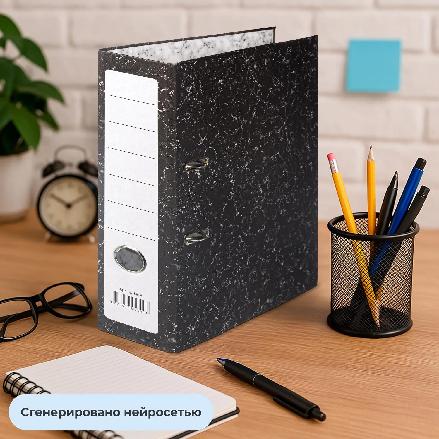 Папка-регистратор 70 мм (+/- 5 мм) мрамор ч/б (реестр) - фото 12