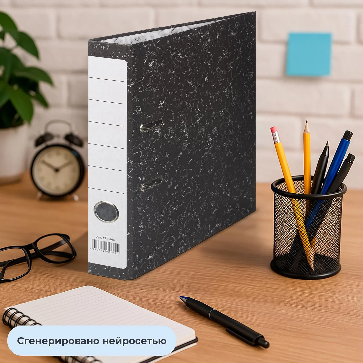 Папка-регистратор 50 мм мрамор ч/б (реестр) - фото 12