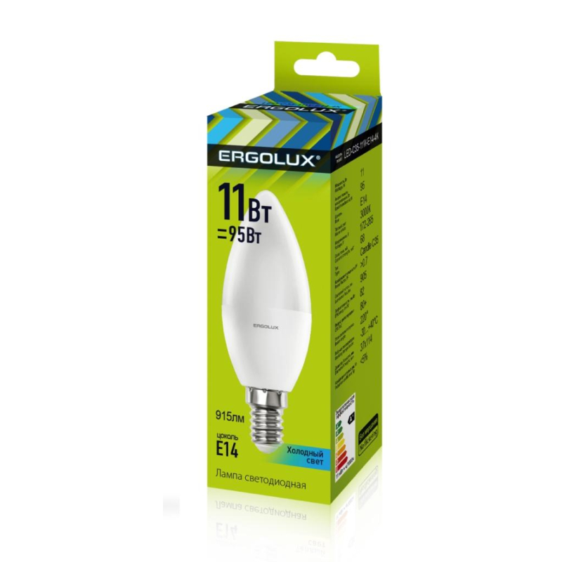 Лампа светодиодная Ergolux LED-C35-11W-E14-4K,Свеч - фото 1