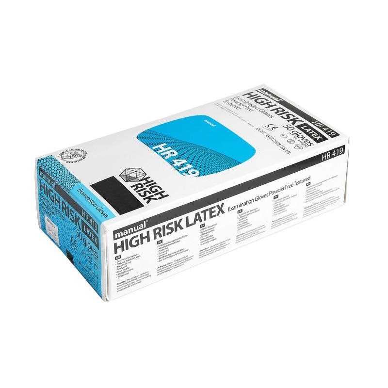 Перчатки мед.смотров. латекс,н/с,н/о, MANUAL HR419 High Risk  L 25пар,ПС - фото 4