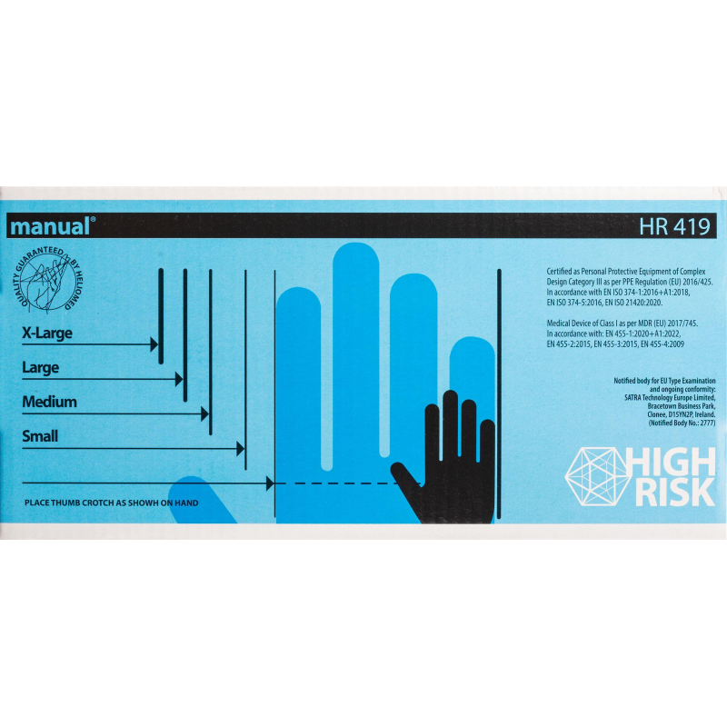 Перчатки мед.смотров. латекс,н/с,н/о, MANUAL HR419 High Risk  XL 25пар,ПС - фото 6