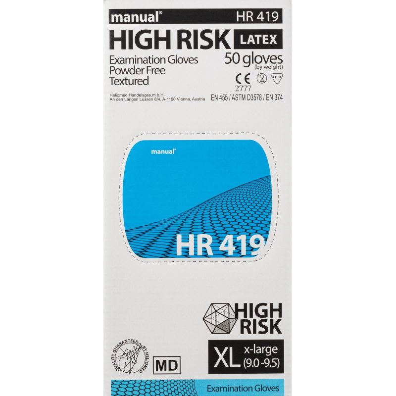 Перчатки мед.смотров. латекс,н/с,н/о, MANUAL HR419 High Risk  XL 25пар,ПС - фото 7
