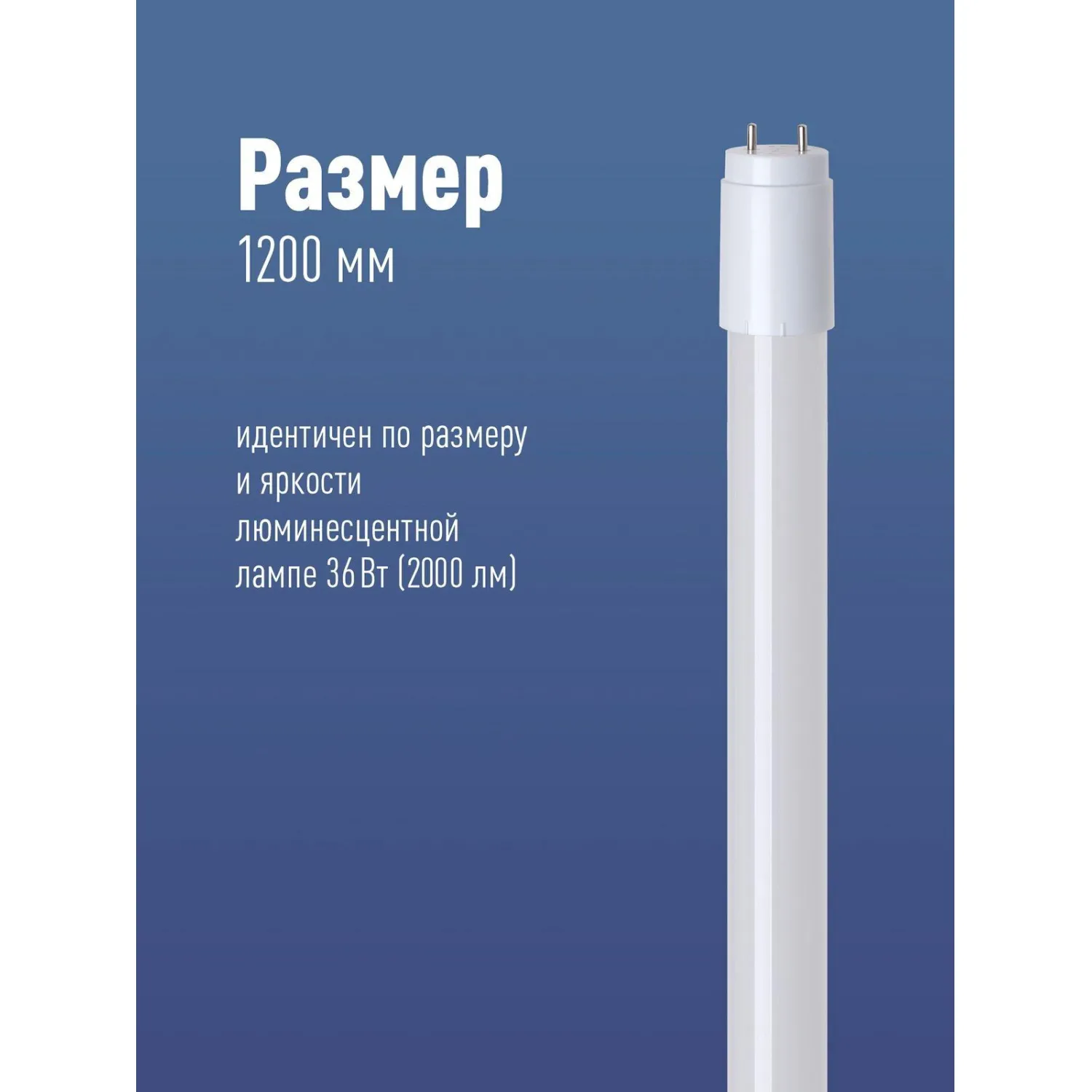 Лампа светодиодная Космос Lksm_LED20wG13T865GL 20Вт G13 Т8 6500К холод.бел - фото 2