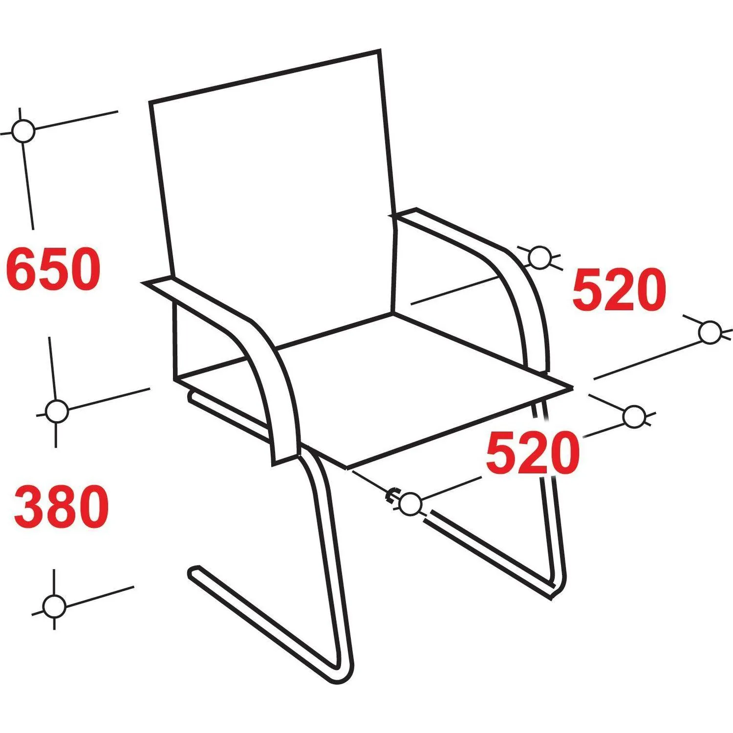 Конференц-кресло VT_Конференц CH416-V полозья, ЭКОкожа черная - фото 2