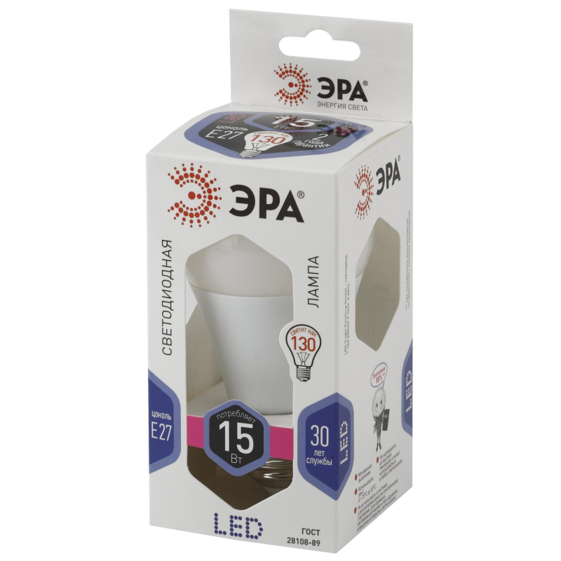 Лампа светодиодная ЭРА LED A60-15W-860-E27 15Вт Е27 6000К Б0031396 - фото 1