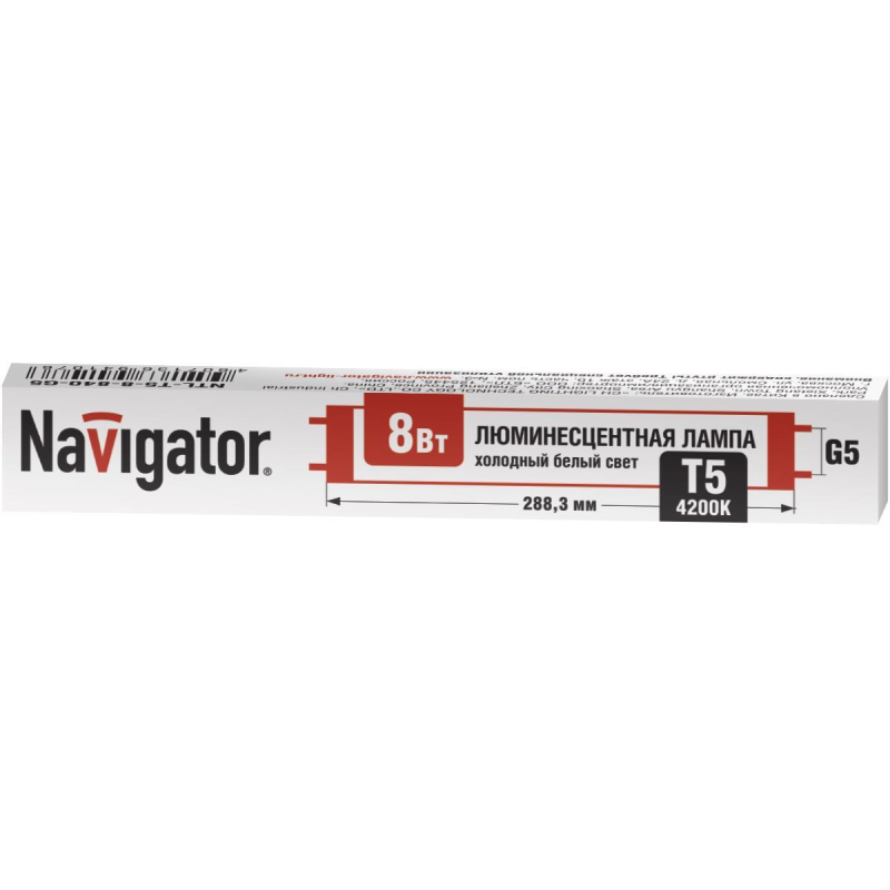 Лампа люминесцентная Navigator NTL-T5-08-840-G5 8Вт T5 4200К G5 94107 - фото 1