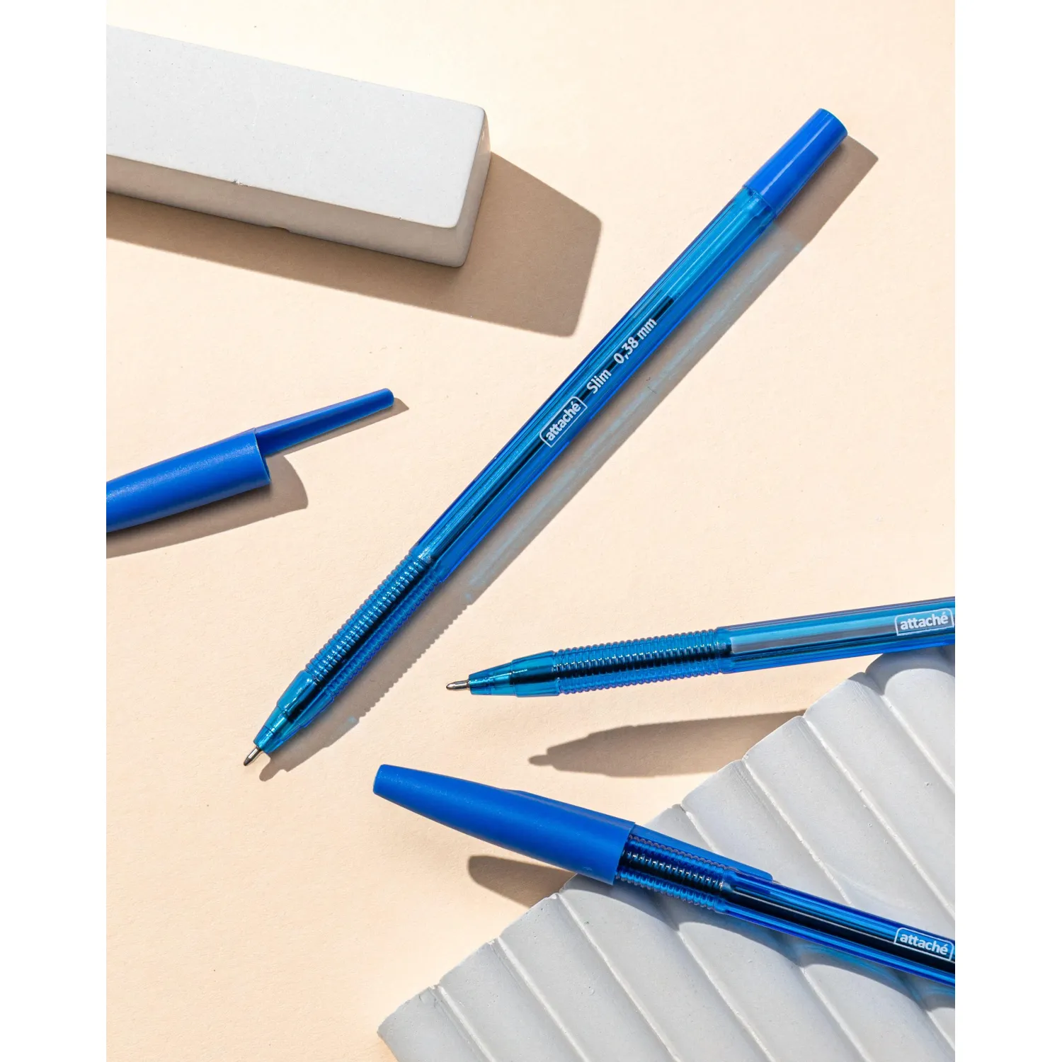 Ручка шариковая неавтомат. Attache Slim синяя, тонир.корп, 0,38/0,5мм - фото 7