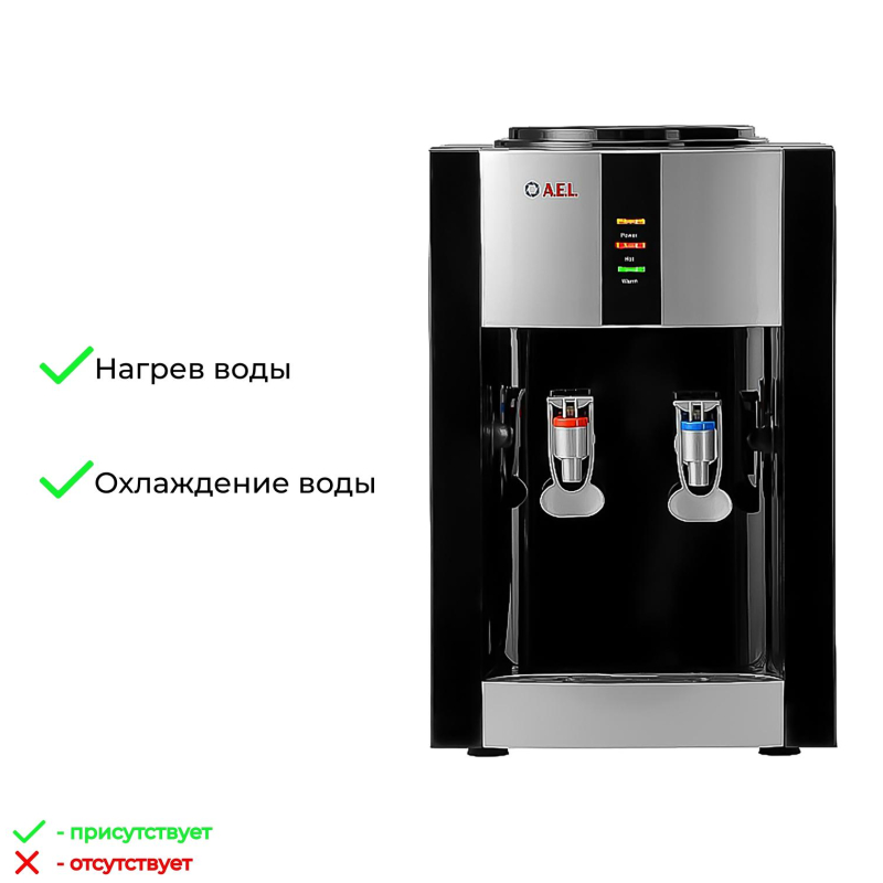 Кулер для воды AEL TD-AEL-47 black/silver настольный,   электронное охл - фото 3
