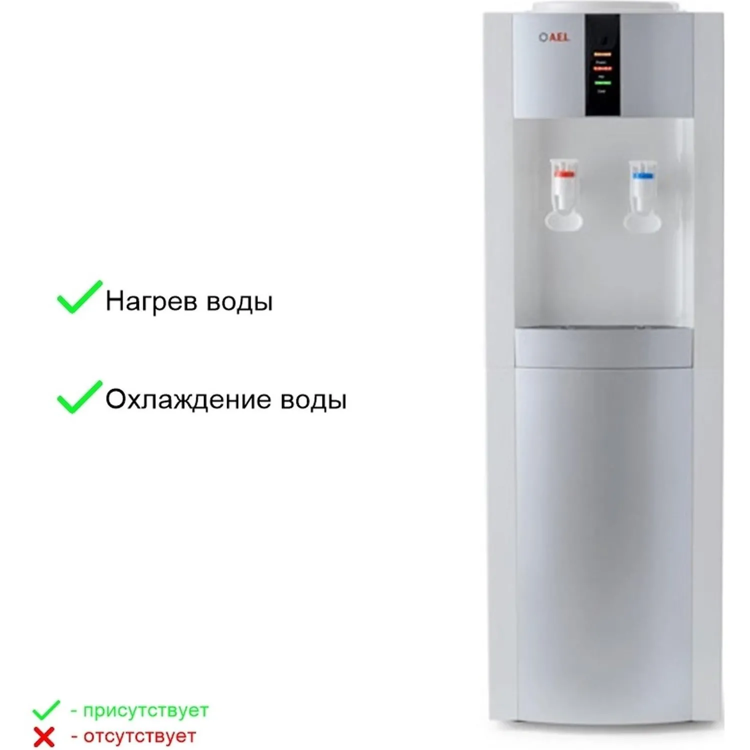 Кулер для воды AEL LD-47c white/silver  напол,  охл. электронное, шкафчик - фото 4