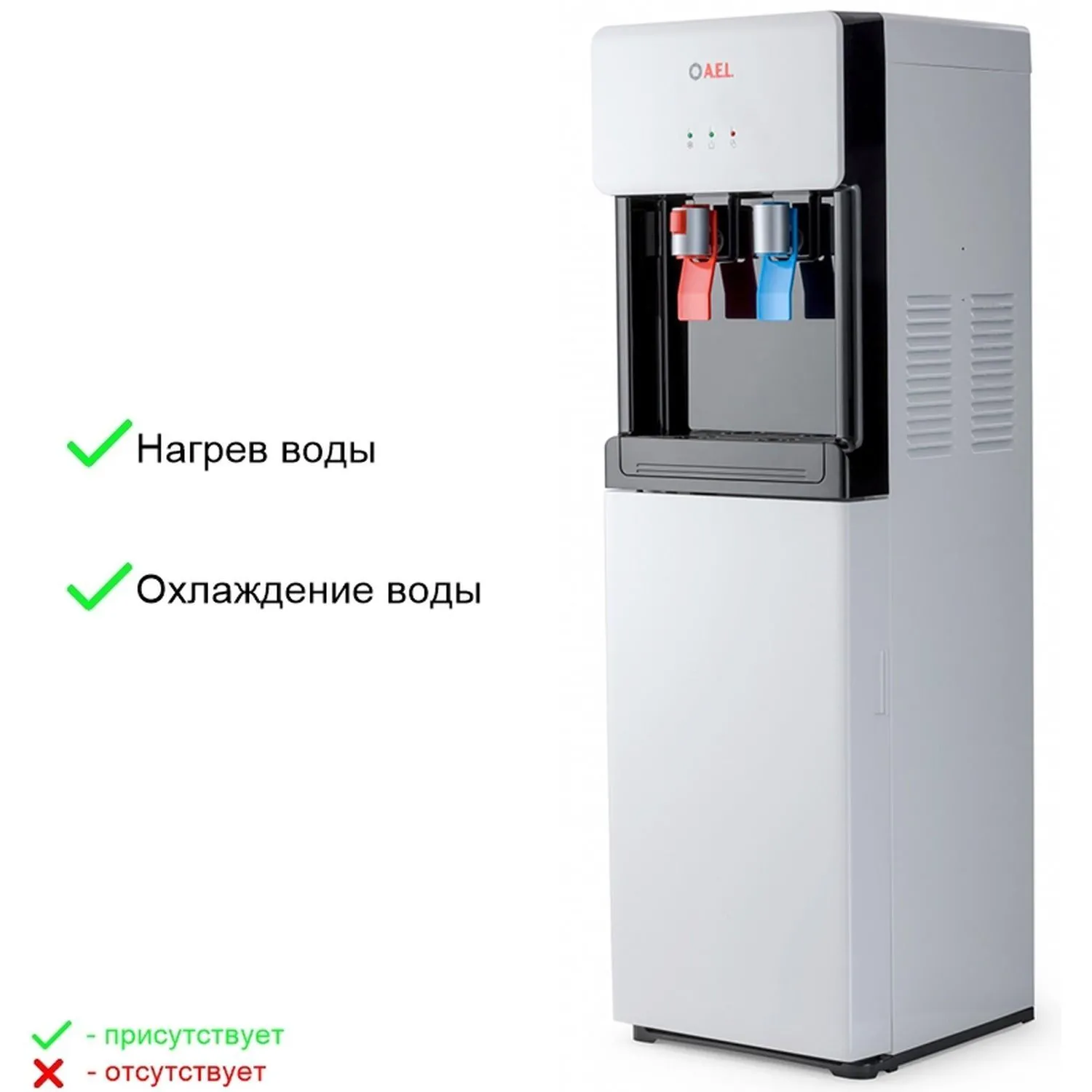Кулер для воды AEL LC-850а white напольный, компресс. охл, нижняя загрузка - фото 2
