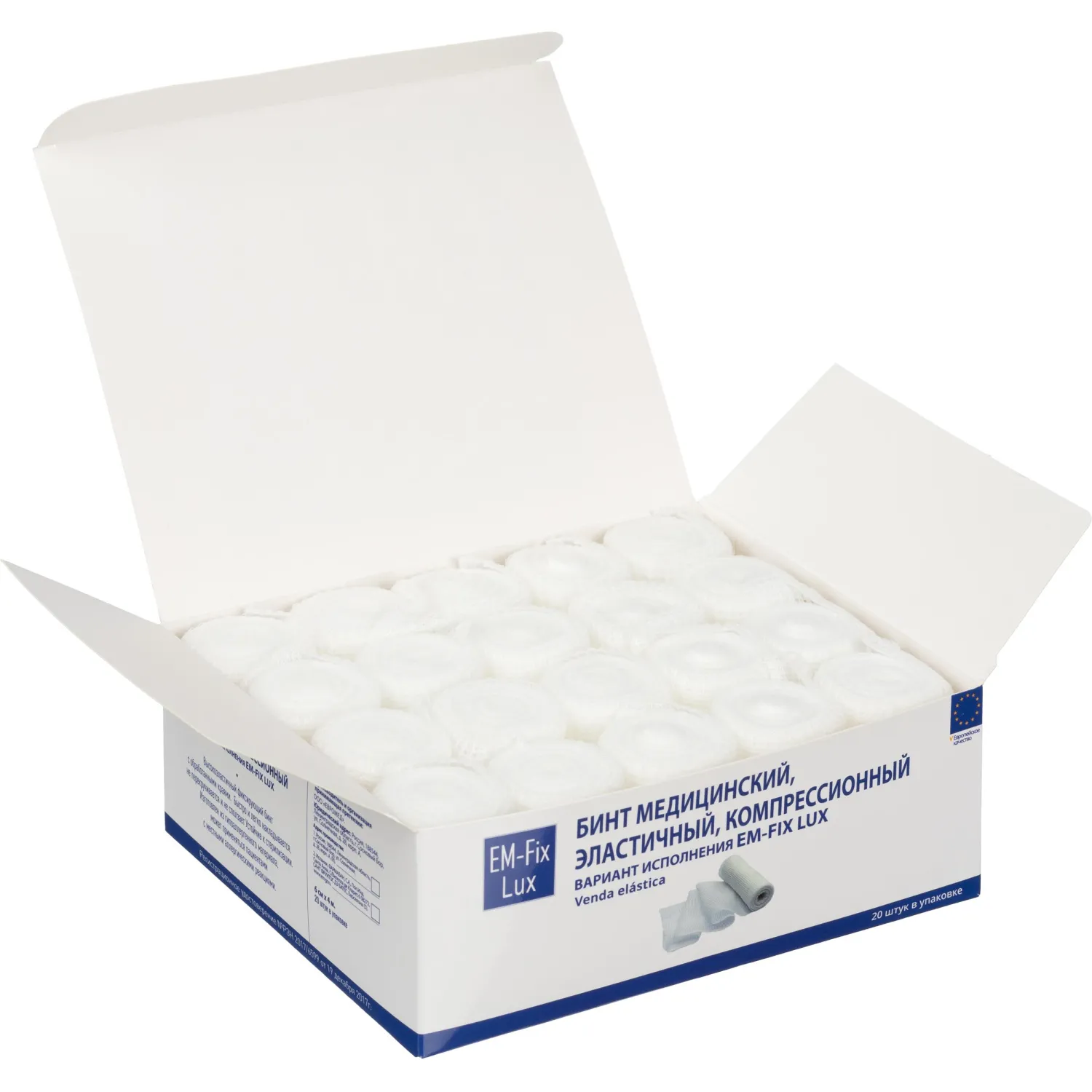 Бинт эласт компресс 6cм х 4м картон уп EM-FIX LUX 20 шт./уп - фото 3