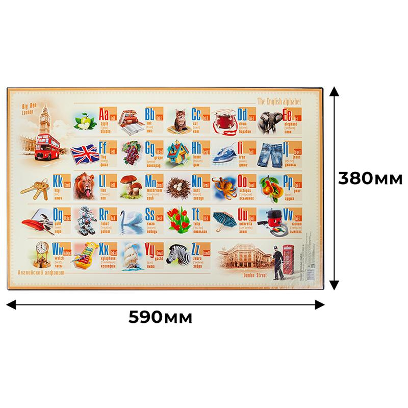 Коврик на стол  380x590мм ENGLISH, с картоном и картинкой внутри - фото 3
