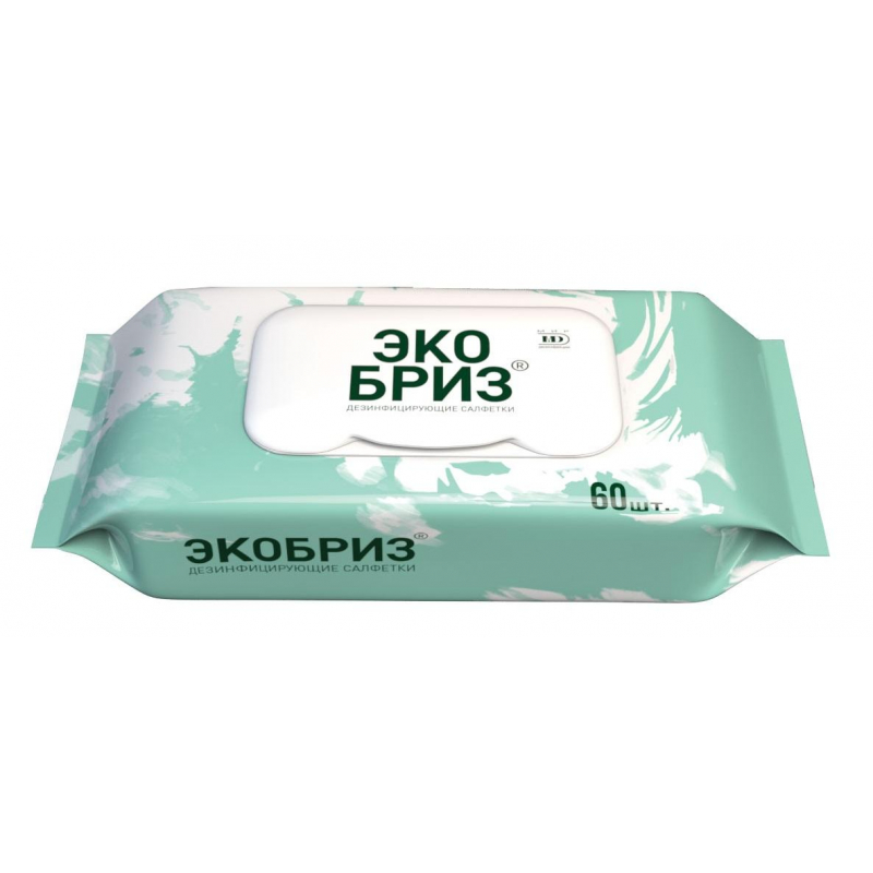 Салфетки дезинфицирующие Экобриз, флоу-пак, 60 шт в упак - фото 1