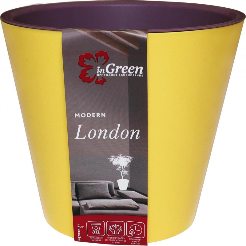 Горшок для цветов London 230 мм, 5л Спелая груша и морозная слива ING6206СГ - фото 1