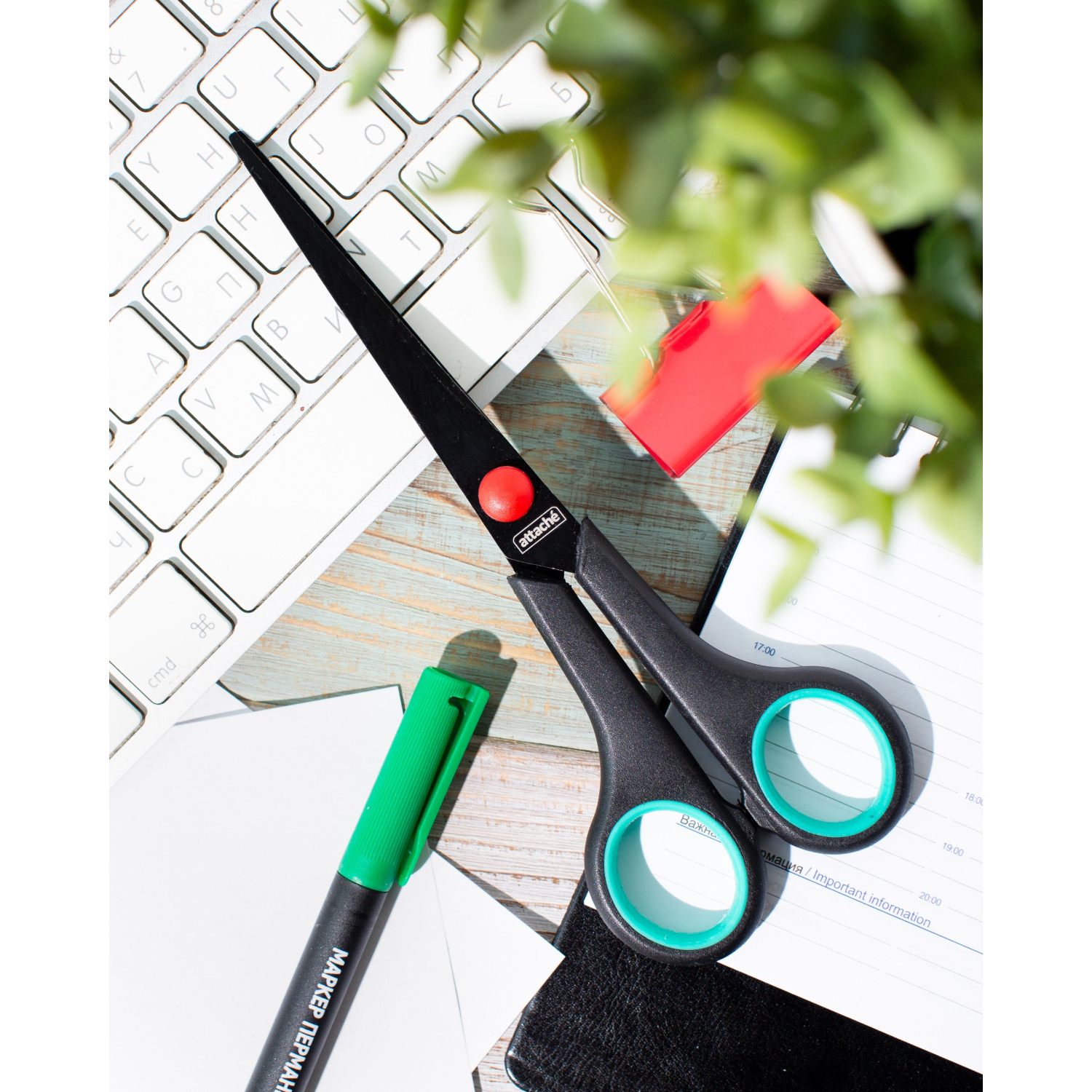 Ножницы Attache 170 мм с пласт. прорезин. ручками, тефл.покр.цв.черн/красн Ножницы Attache 170 мм с пласт. прорезин. ручками, тефл.покр.цв.черн/красн - фото 8