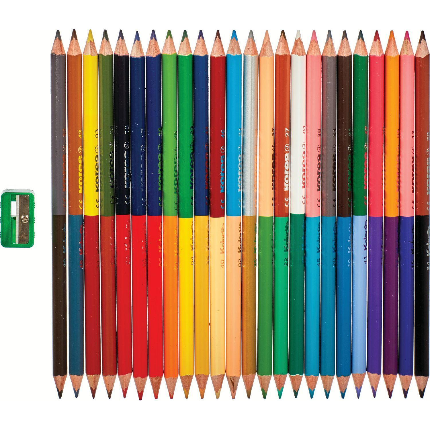 Карандаши цветные 48цв 24шт 3-гран,двустор с точилкой Kores 93224. - фото 2