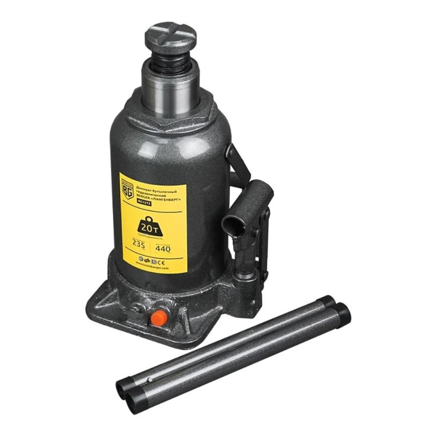 Домкрат бутылочный гидравлический 20т. ЛАНГЕНБЕРГ BERGER BG1273 - фото 1