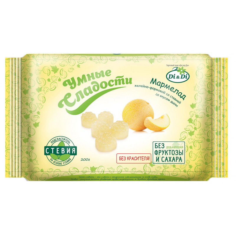 Мармелад Умные сладости Di&Di желейно-формовой со вкусом дыни,стевия,200г - фото 1