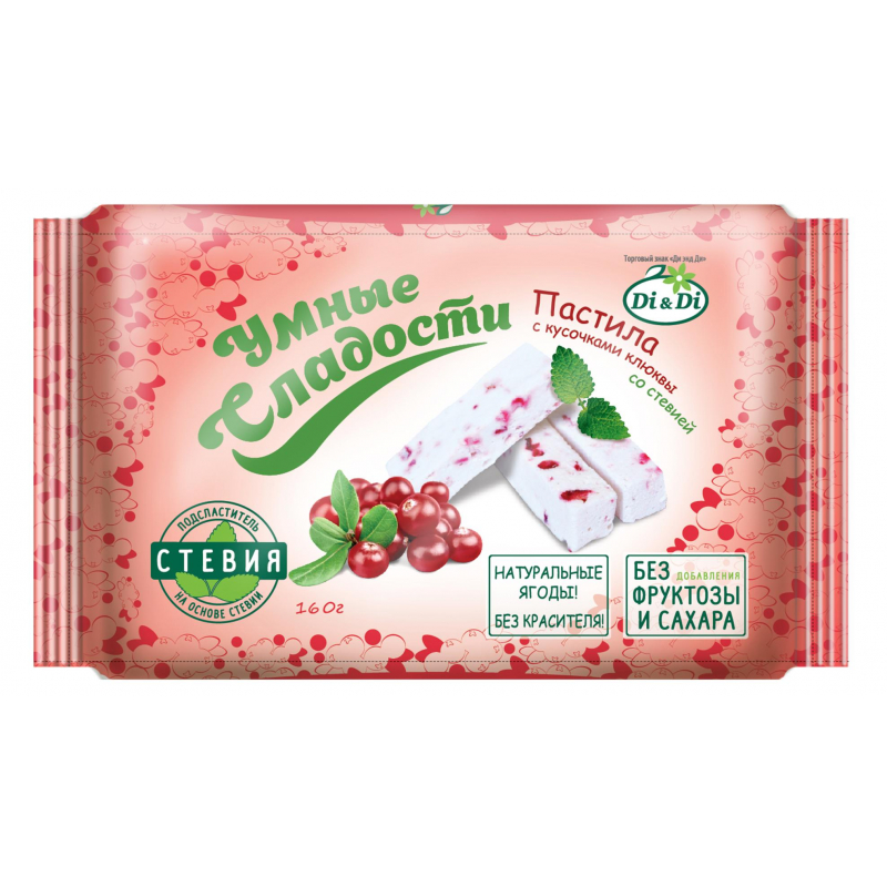 Пастила Умные сладости Di&Di с кусочками клюквы, стевия, 160г - фото 1