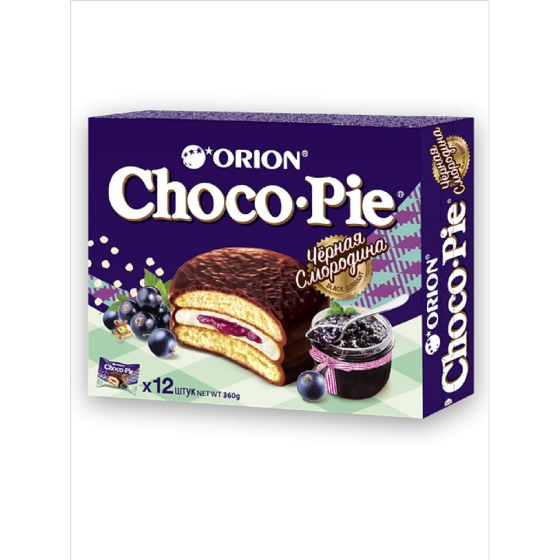 Пирожное в глазури Orion Choco Pie BLACK CURRANT, 12шт/1уп - фото 1