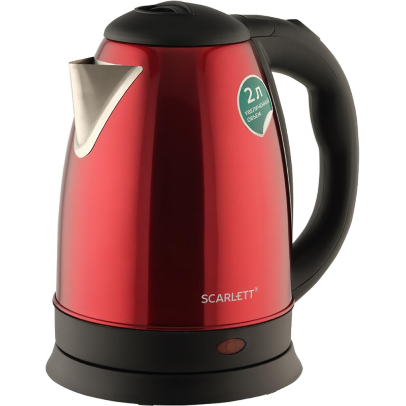 Чайник электрическийSCARLETT SC-EK21S76, сталь, 2л, 1800Вт, красный - фото 1