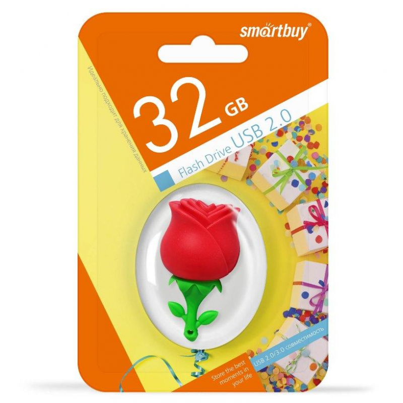 Флеш-память  Smartbuy Wild series, 32Gb, USB 2.0, роза, SB32GBRose - фото 3