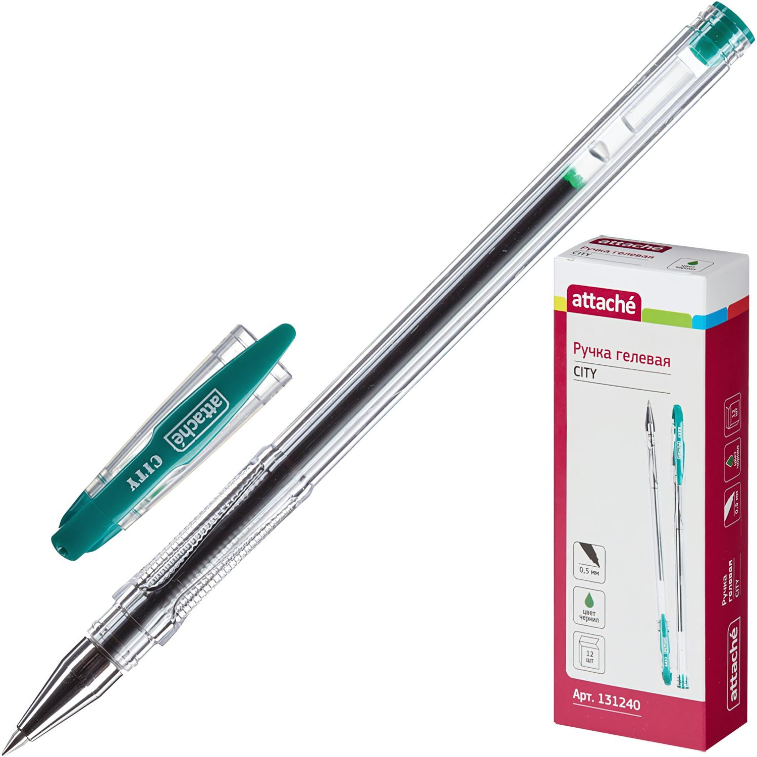 Ручка гелевая неавтомат. Attache City 0,5мм зеленый Россия - фото 2