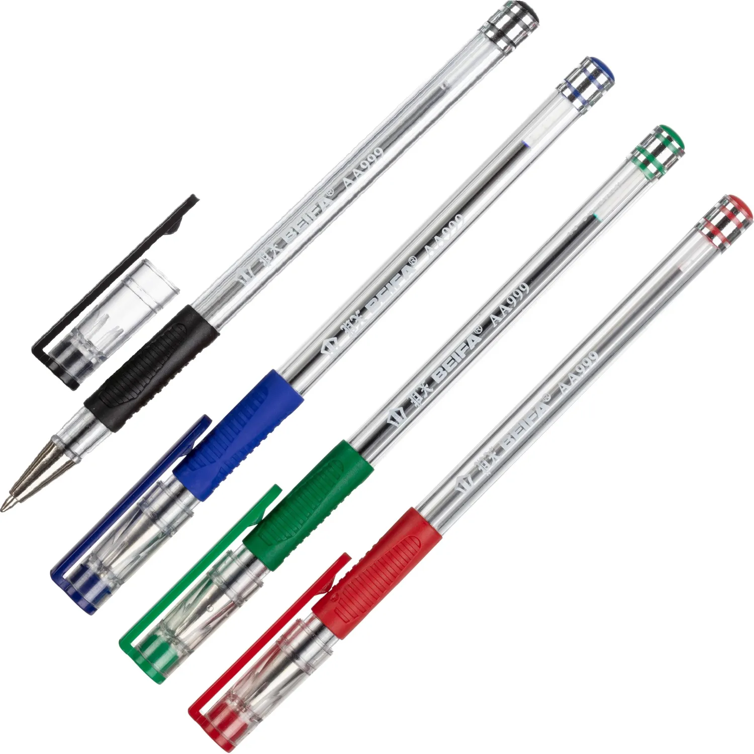 Набор шариковых ручек неавт. Beifa 4цв/наб с резин.манжет АА999-4 Китай - фото 2