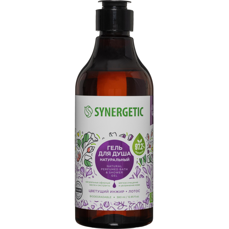 Гель для душа Synergetic Цветущий инжир и лотос, 380мл - фото 1