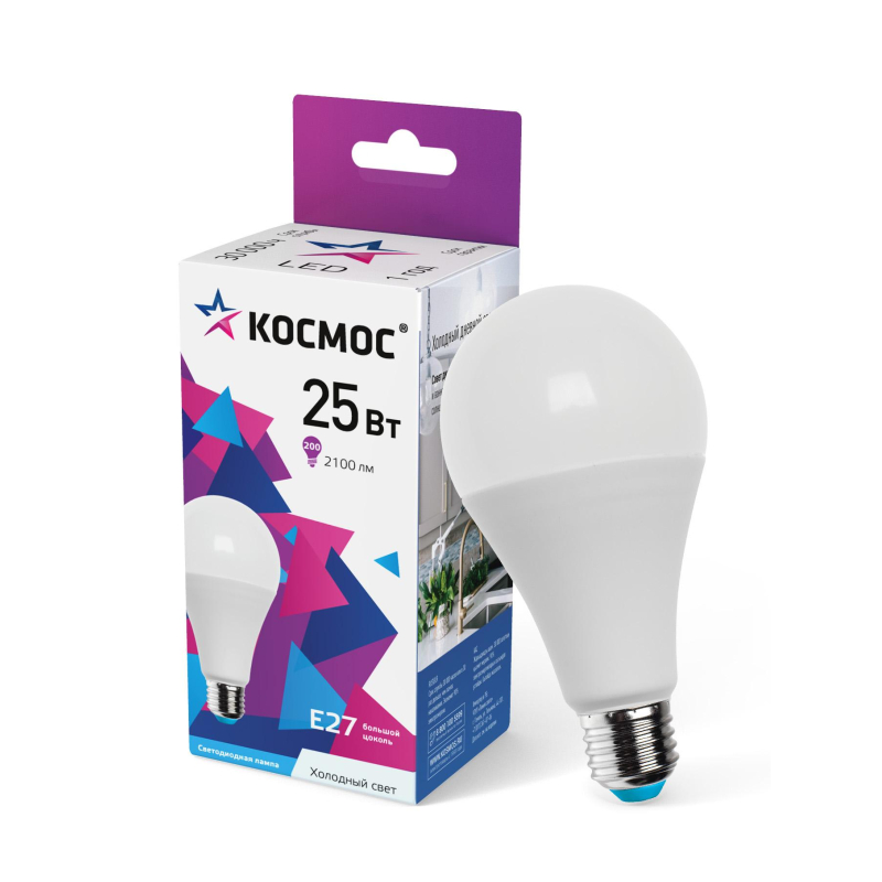 Лампа светодиодная КОСМОС А65 LkecLED25wA65E2765 25W Е27 6500K - фото 1
