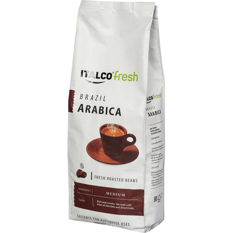 Кофе Italco Brazil Arabica в зернах,жареный, 1кг - фото 1