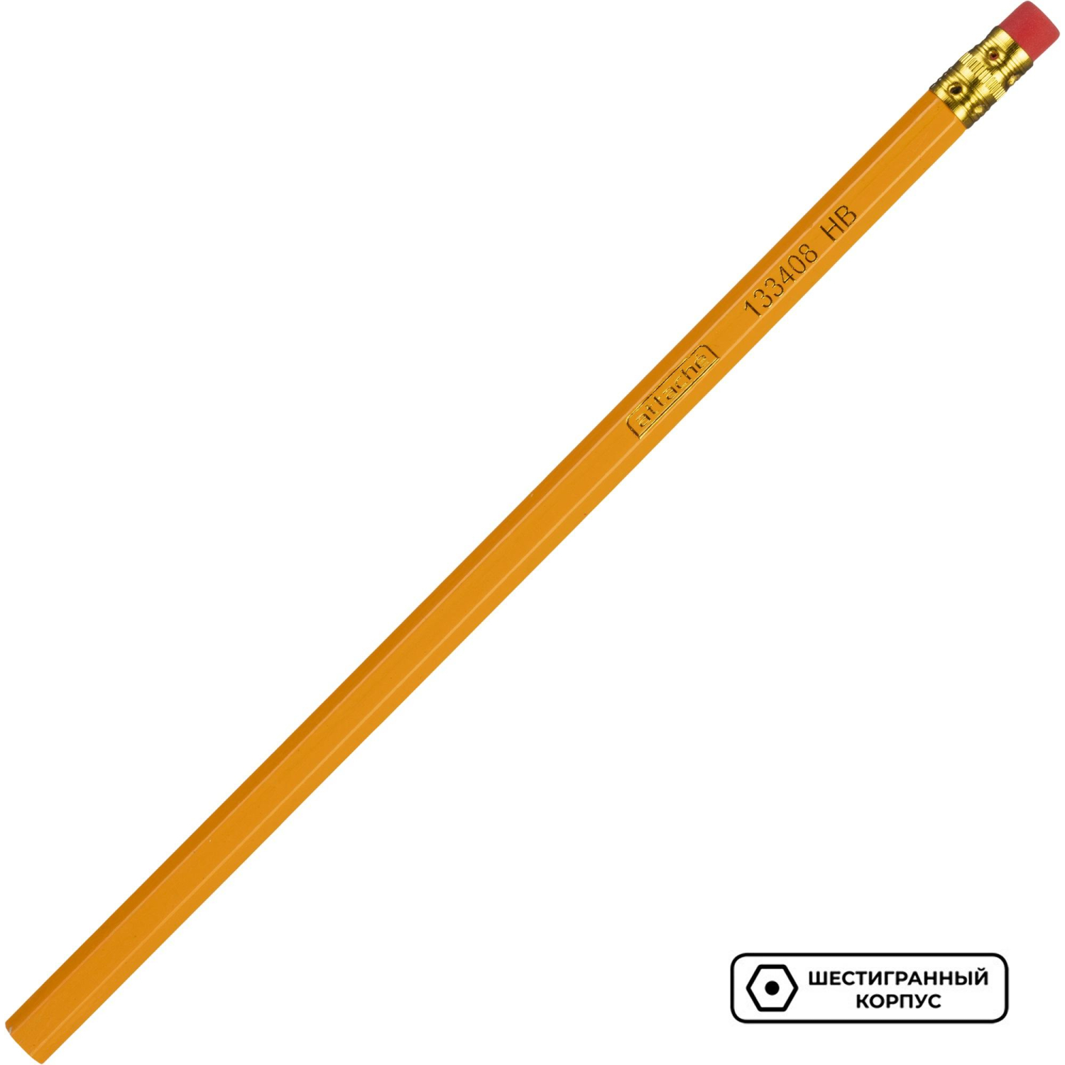 Карандаш чернографитный Attache HB шестигр., дерево, с ластиком - фото 3