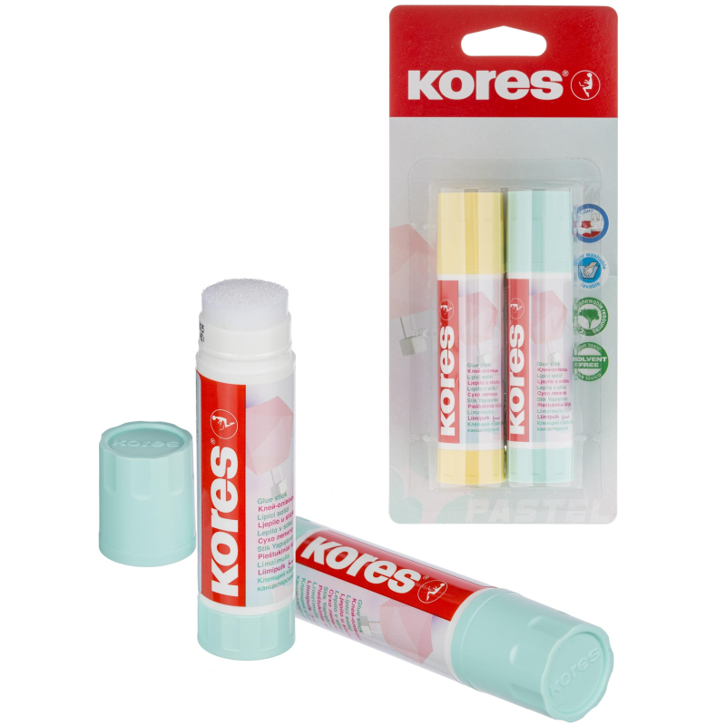 Клей-карандаш 20г Kores Pastel цвет корпуса в ассортименте 2шт/уп12827 - фото 1