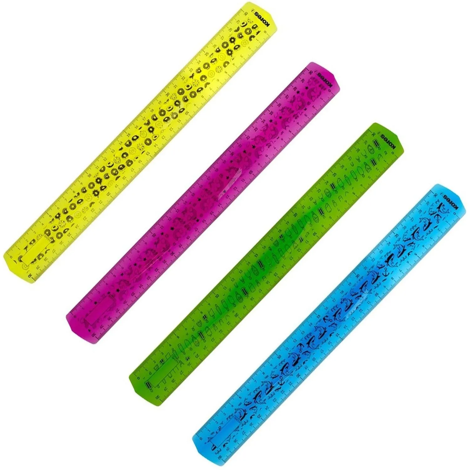 Линейка 30см Kores пластиковая повышенной гибкости цвет ассорти 42160 - фото 3