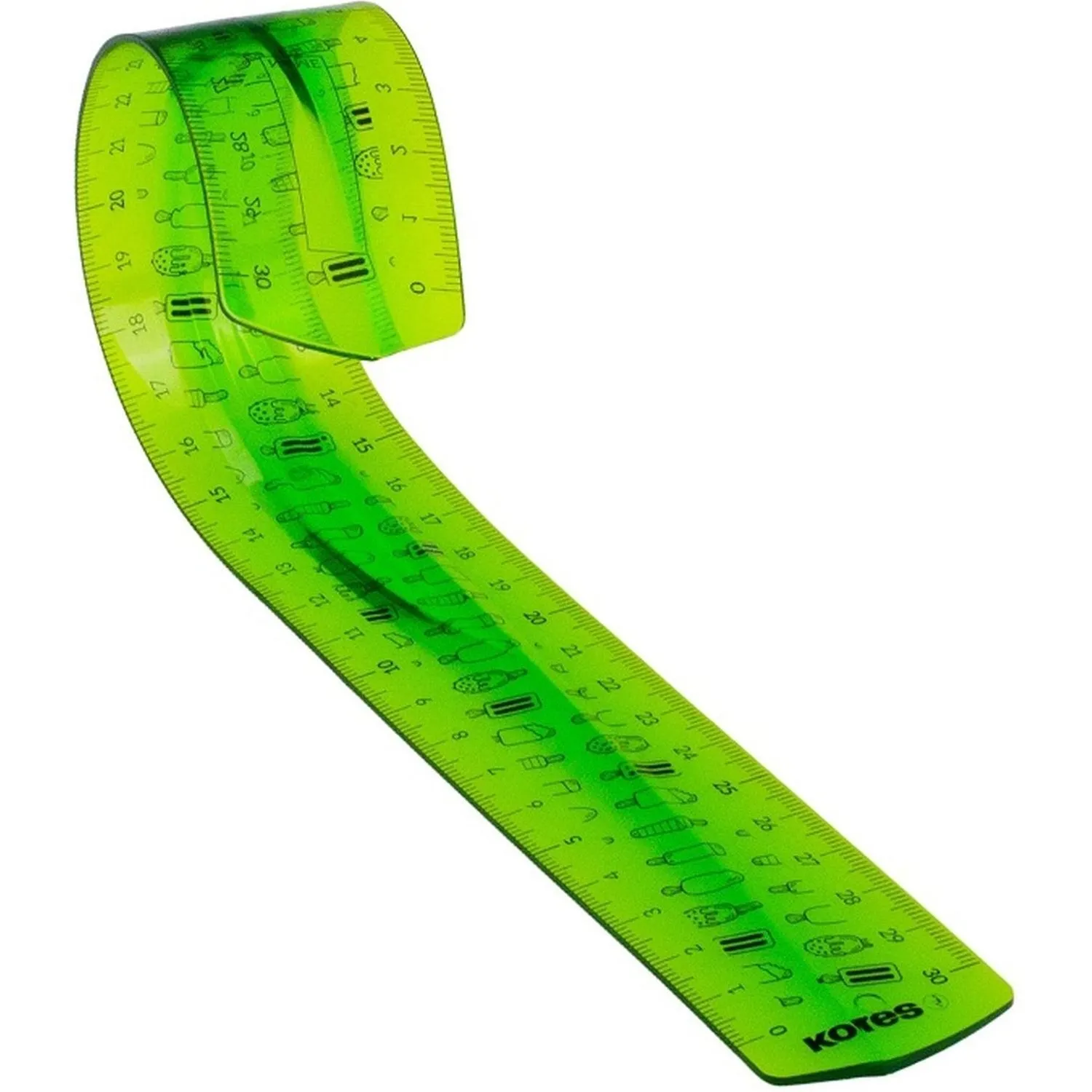 Линейка 30см Kores пластиковая повышенной гибкости цвет ассорти 42160 - фото 8