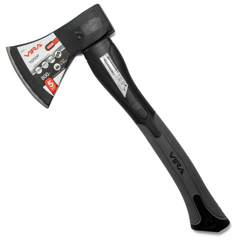 Топор 800 г с фиберглассовой рукоятью VIRA RAGE 900212 - фото 1