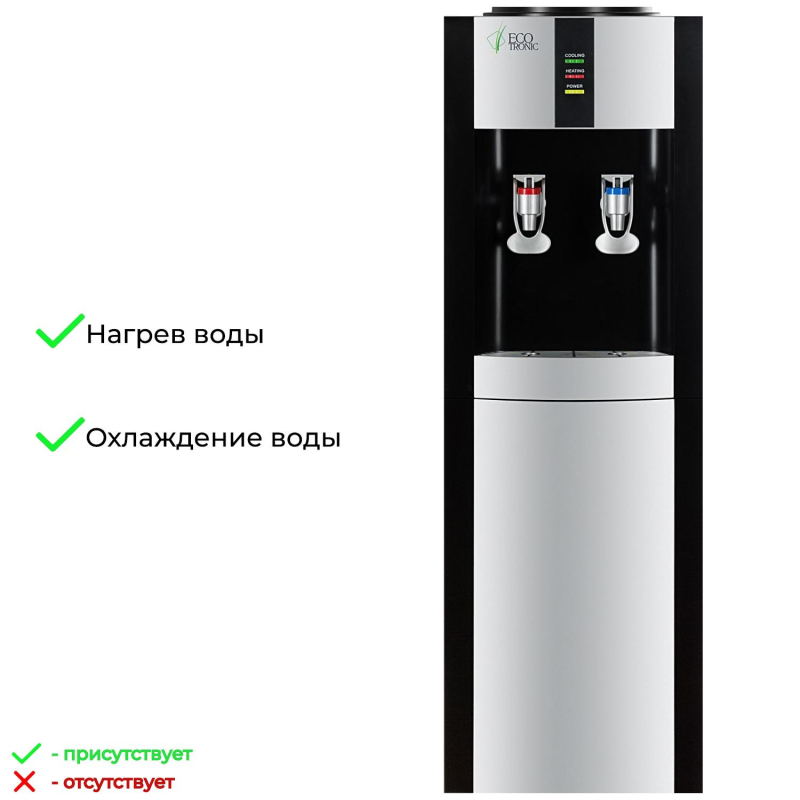 Кулер для воды напольный Ecotronic H1-LF Black c холодильником - фото 14