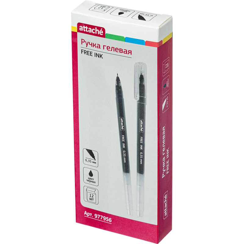 Набор гелевых ручек Attache Free ink, 0,35мм, черн, неавт, б/манж. 12шт/уп - фото 6