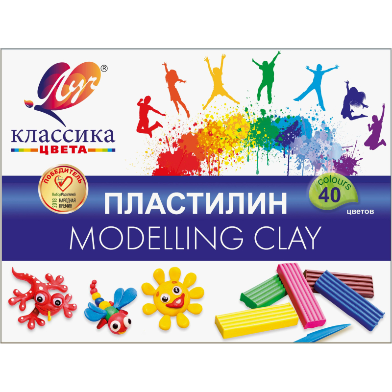 Пластилин классический Луч Классика 40 цв 800 г со стеком, 30С 1922-08 - фото 4