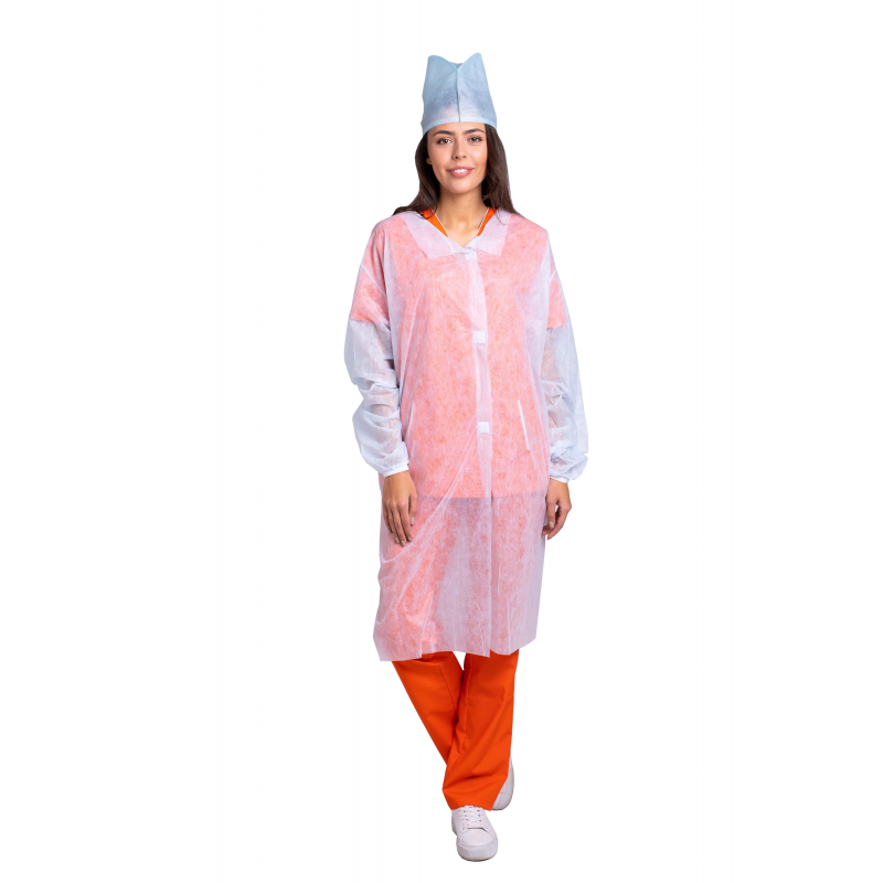 Халат н/с процед, рук.рез, на липч, XL, дл.110см, пл 25, белый, 10шт/уп - фото 1