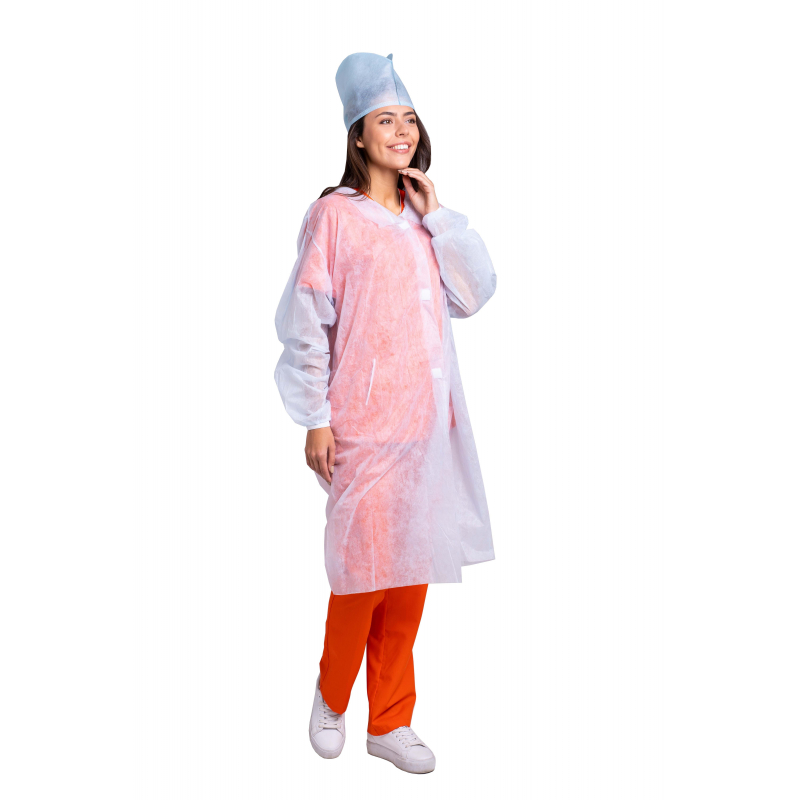 Халат н/с процед, рук.рез, на липч, XL, дл.110см, пл 25, белый, 10шт/уп - фото 2