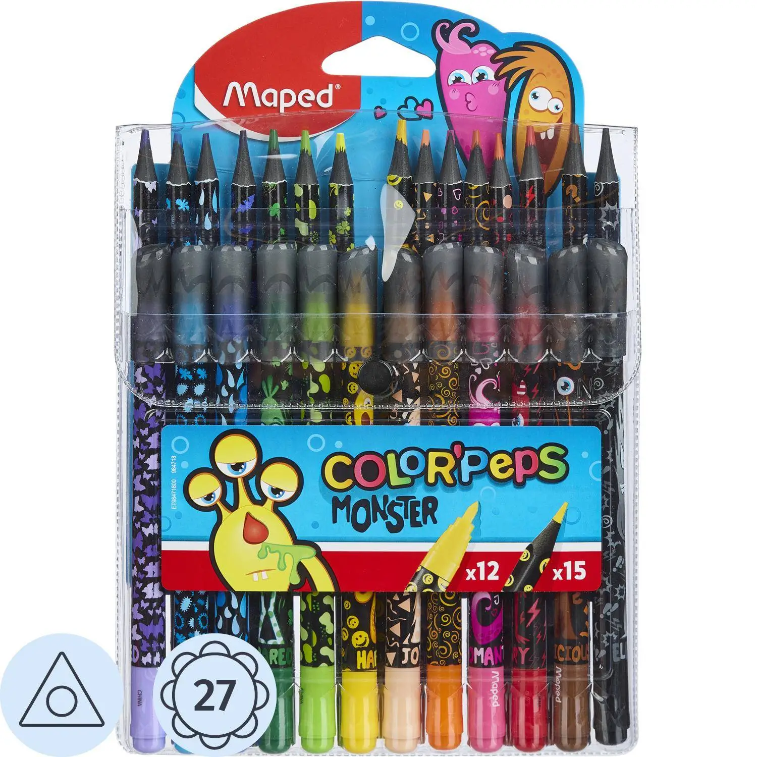 Набор для рисования Maped COLOR'PEPS MONSTER:12 флом,15 пласт.цв.кар,984718 - фото 1