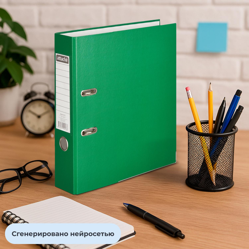 Папка-регистратор ATTACHE(ПВХ+бум)с мет.уголком,75мм,зеленая,ПБП1,карм.кор - фото 11