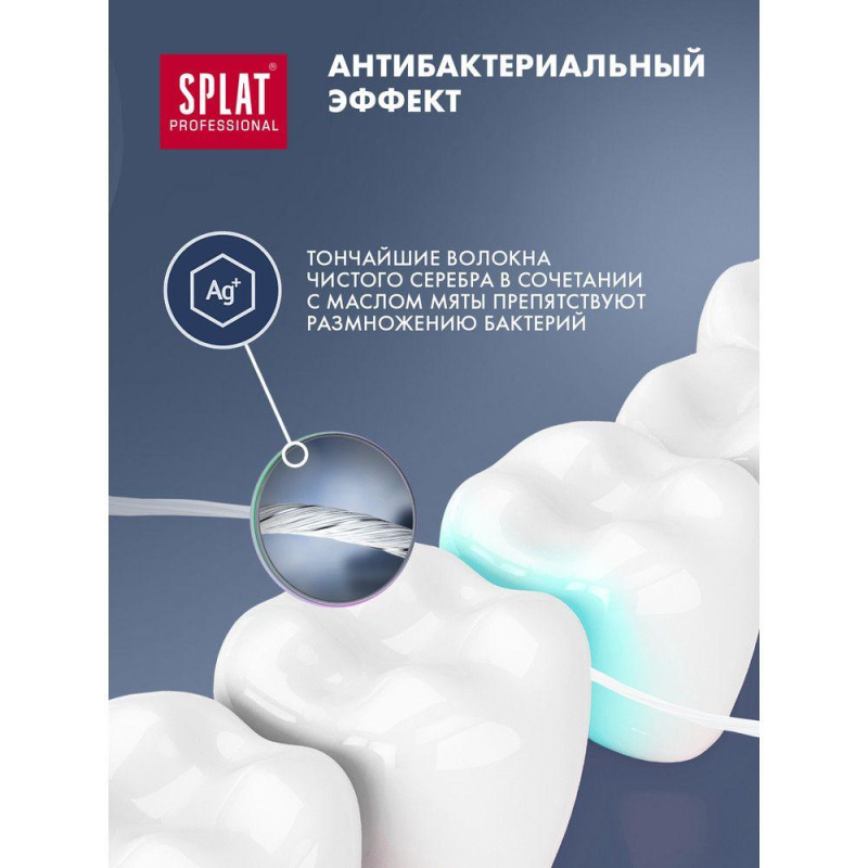 Зубная нить SPLAT DentalFloss мятная тонкая с волокнами серебра - фото 5