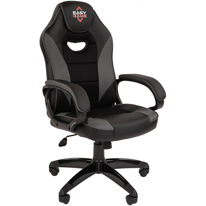 Кресло VT_EChair Easy Game-690 TPU кожзам черный/серый пластик - фото 1