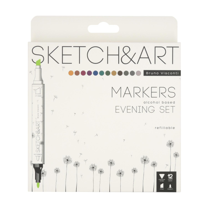 Набор маркеров ДВУС.СКЕТЧ-МАРКЕРЫSKETCH&amp;ART.EVENING SET,12 ЦВ.,22-0076/05 - фото 1
